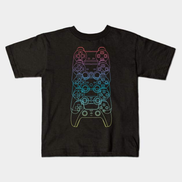 Controles de PlayStation PS1-PS5 (Lineas Arcoiris) Kids T-Shirt by ZeroSagitary